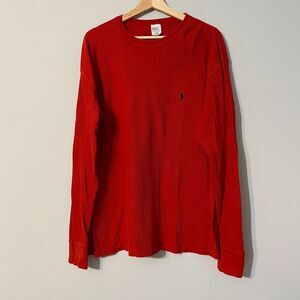 Polo Ralph Lauren Mens Waffle Knit Red Thermal Sleep Large